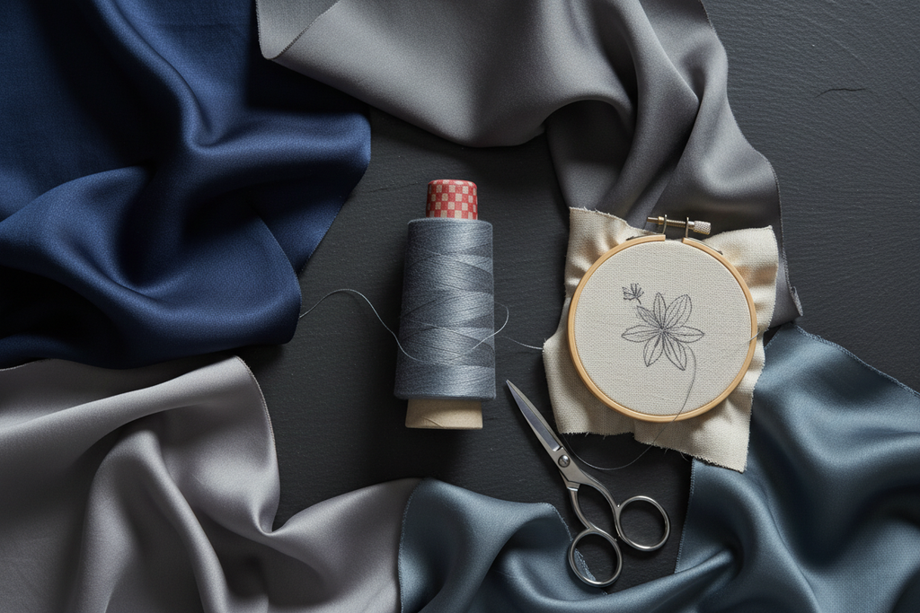 Lifestyle – Steel Blue Grey Silk Thread Spool