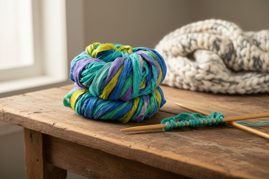 Lifestyle – Teal Blue Lavender Sari Silk Yarn