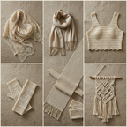 Natural Silk Yarn End Product Collage