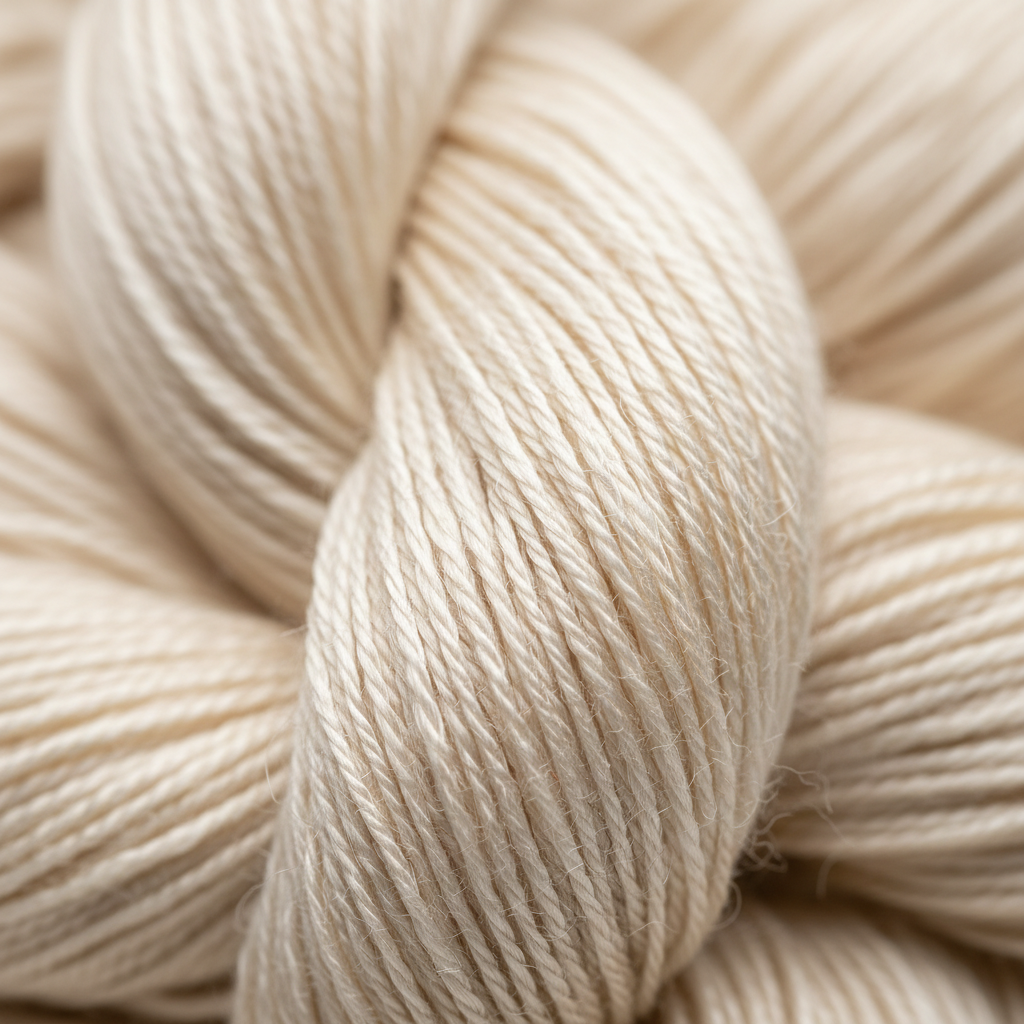 Natural Twisted Silk Yarn Closeup