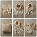Natural Twisted Silk Yarn End Product Collage