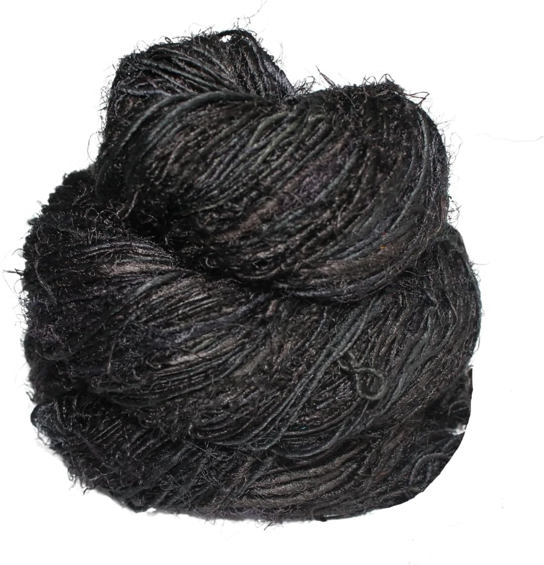 Knitsilk Premium Recycled Sari Silk Worsted Yarn - Black | 150+ Yards, 100gm