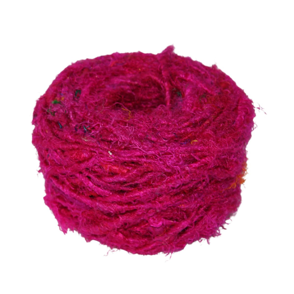 Knitsilk Regular Recycled Sari Silk Yarn - Pink(100 Grams, 50-70 Yards) Soft Silk, Eco-Friendly, Knitting, Jewelry Making, Unique Craft Supplies