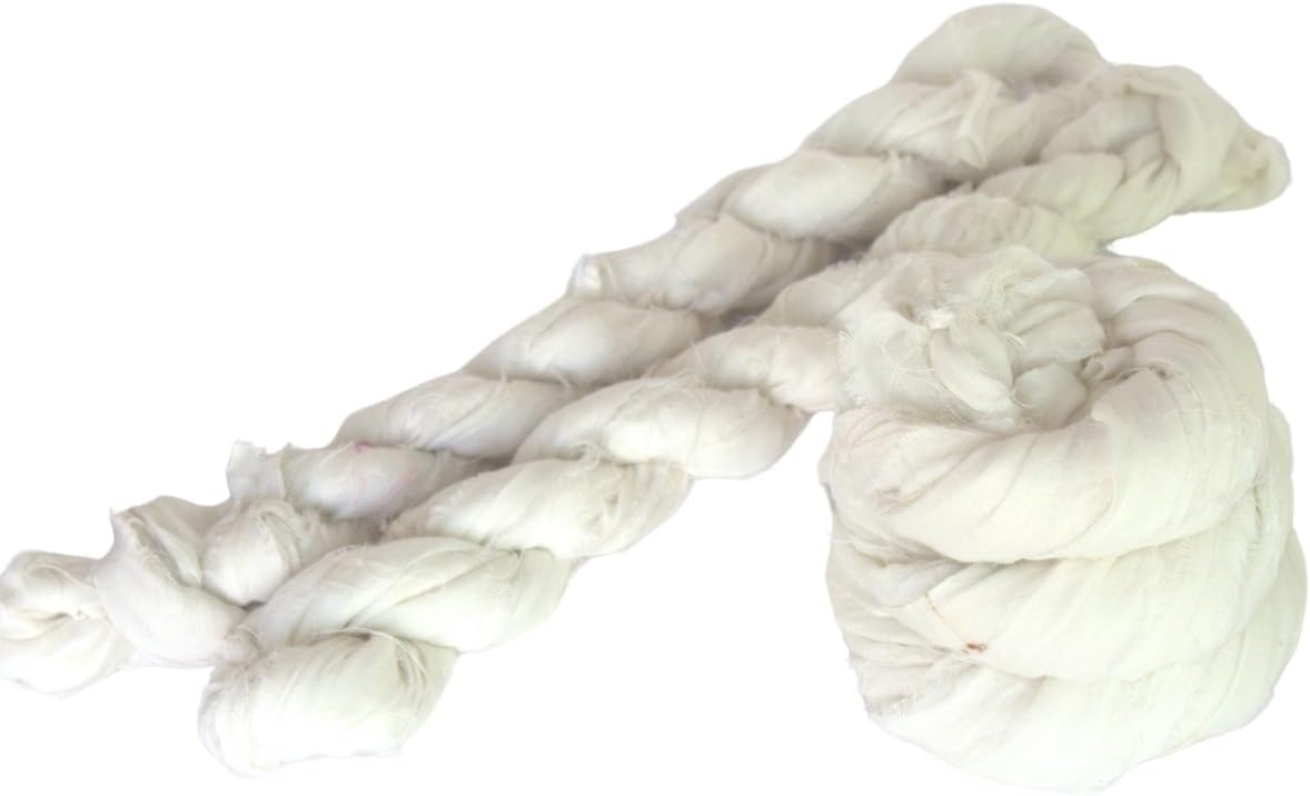 KnitSilk Poly Cotton Ribbon Yarn – Natural White | 45g | 22 Yards | Lightweight Craft Yarn for Knitting & Crochet