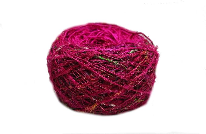 Knitsilk Premium Ball Recycled Sari Silk Yarn - Pink- 100gm, 150yards