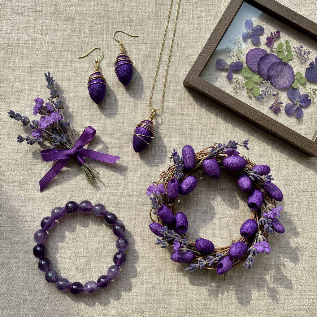 Purple Silk Cocoons End Product Collage