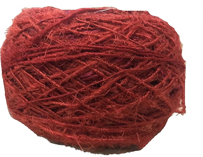 Knitsilk Premium Ball Recycled Sari Silk Yarn - Red- 100gm, 150yards