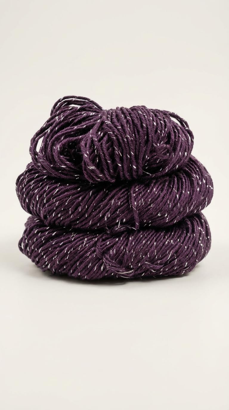 KNITSILK Sparkle Silk Yarn: Silk Shimmer Sparkle & Iridescent Sparkle Yarn - 50 GR Pure Mulberry Silk Yarn - Knit, Crochet, Weave, Baby Yarns -  Purple