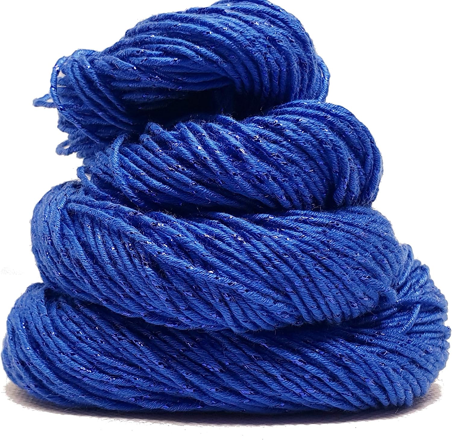 KNITSILK Sparkle Silk Yarn: Silk Shimmer Sparkle & Iridescent Sparkle Yarn - 50 GR Pure Mulberry Silk Yarn - Knit, Crochet, Weave, Baby Yarns -  Royal blue