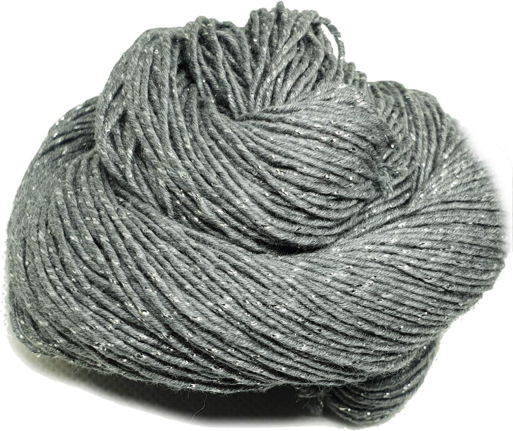 KNITSILK Sparkle Silk Yarn: Silk Shimmer Sparkle & Iridescent Sparkle Yarn - 50 GR Pure Mulberry Silk Yarn - Knit, Crochet, Weave, Baby Yarns -  Grey