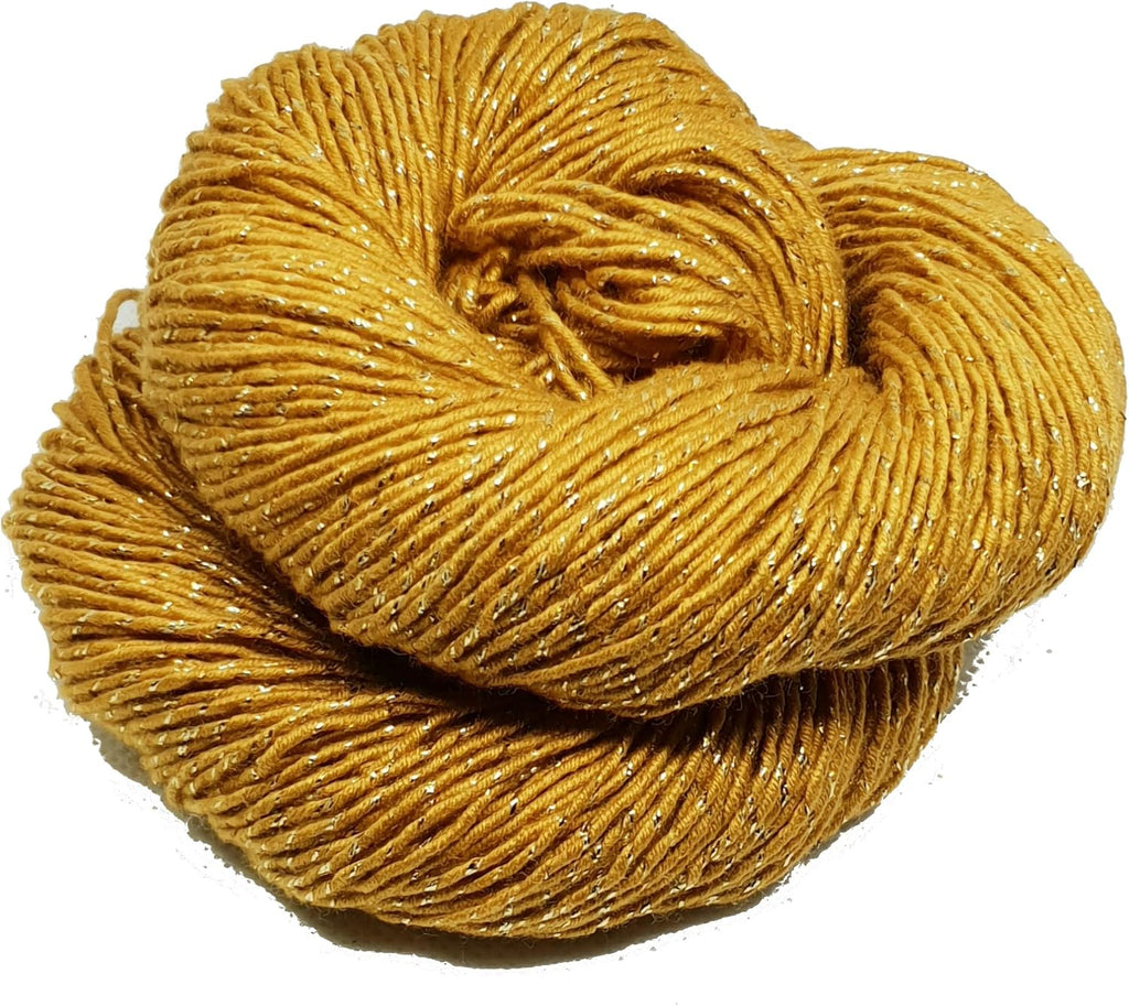 KNITSILK Sparkle Silk Yarn: Silk Shimmer Sparkle & Iridescent Sparkle Yarn - 50 GR Pure Mulberry Silk Yarn - Knit, Crochet, Weave, Baby Yarns -  Mustard