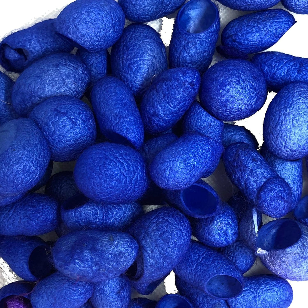 Knitsilk Hand Dyed Silk Cocoons | 30 Cut Mulberry Silk Fibers –  Royal Blue | Pack 1