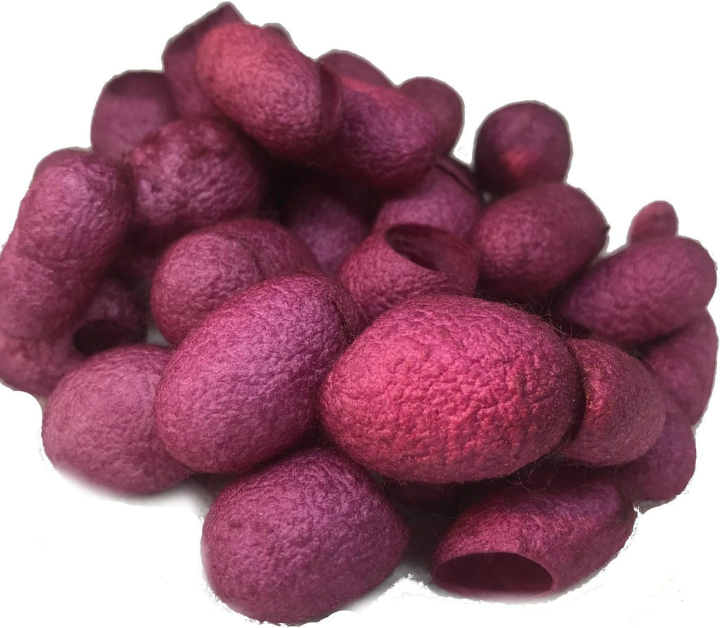 Knitsilk Hand Dyed Silk Cocoons | 30 Cut Mulberry Silk Fibers – Coral Pink | Pack 1