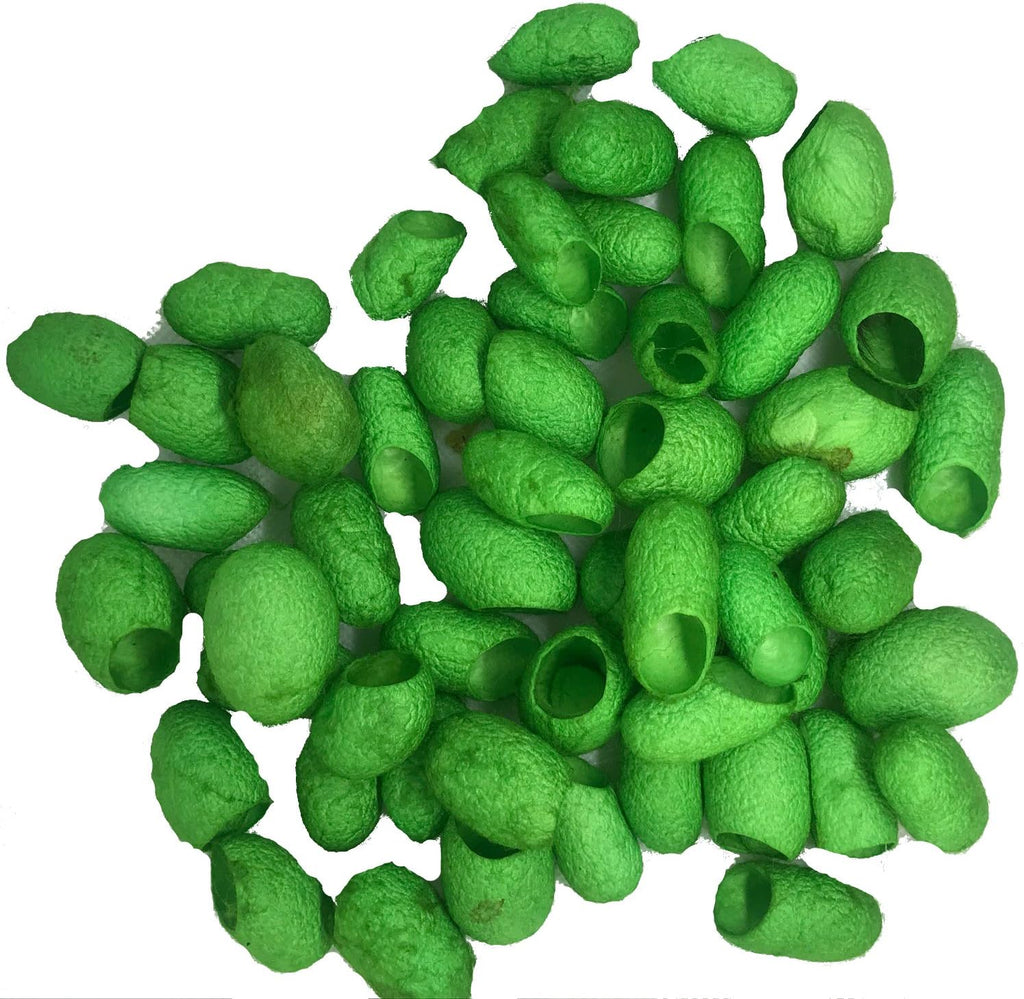 Knitsilk Hand Dyed Silk Cocoons | 30 Cut Mulberry Silk Fibers –  Parrot Green | Pack 1