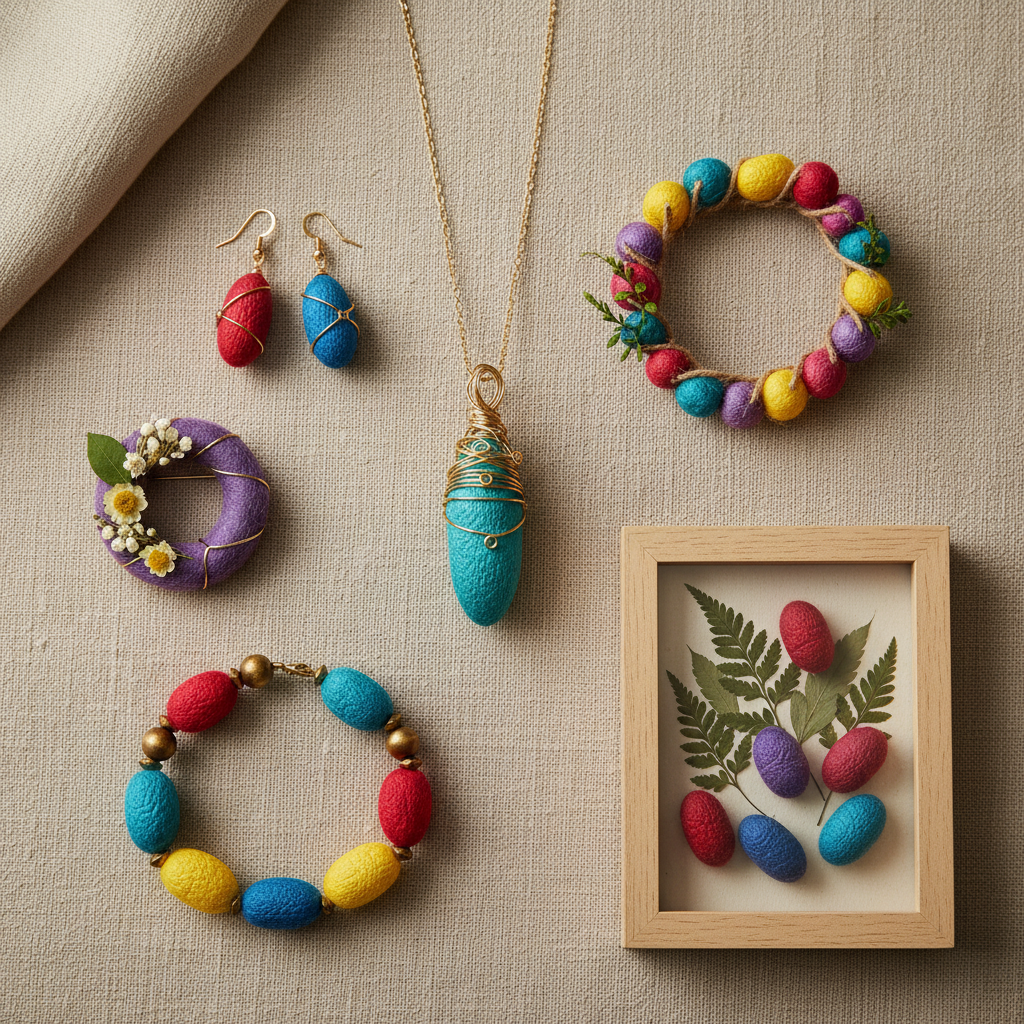 Silk Cocoon Jewelry & Crafts Collage