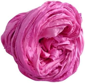 Knitsilk Recycled Sari Silk Ribbon Yarn – Super Bulky | Hot pink | Crochet, Knitting, Embroidery & Jewelry Making | 100g / 30 Yards