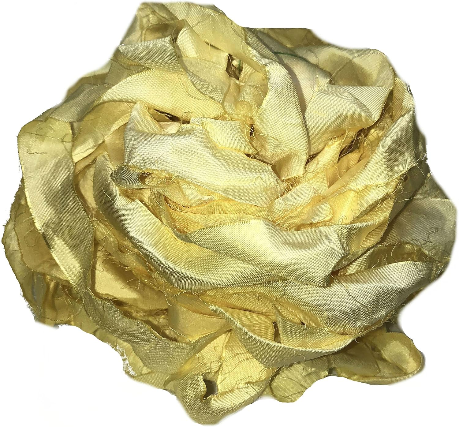 Knitsilk Recycled Sari Silk Ribbon Yarn – Super Bulky | Lemon | Crochet, Knitting, Embroidery & Jewelry Making | 100g / 30 Yards