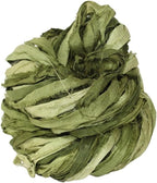 Knitsilk Recycled Sari Silk Ribbon | Olive Ombre | 100g / 30 Yards | Crochet, Knitting & Jewelry Making | Pack of 1