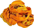 Knitsilk Super Bulky Hand-Dyed Chiffon Sari Silk Ribbon Yarn – Yellow and Orange (27 Yards / 100g)