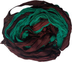 Knitsilk Super Bulky Hand-Dyed Chiffon Sari Silk Ribbon Yarn – Brown and Green(27 Yards / 100g)