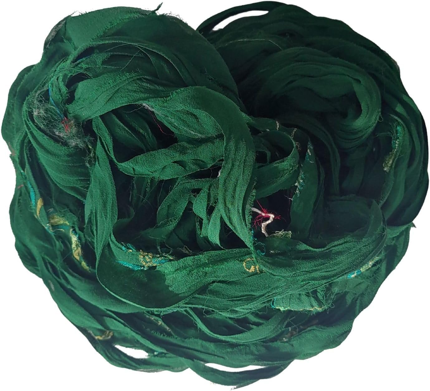 Knitsilk Super Bulky Hand-Dyed Chiffon Sari Silk Ribbon Yarn – Green(27 Yards / 100g)