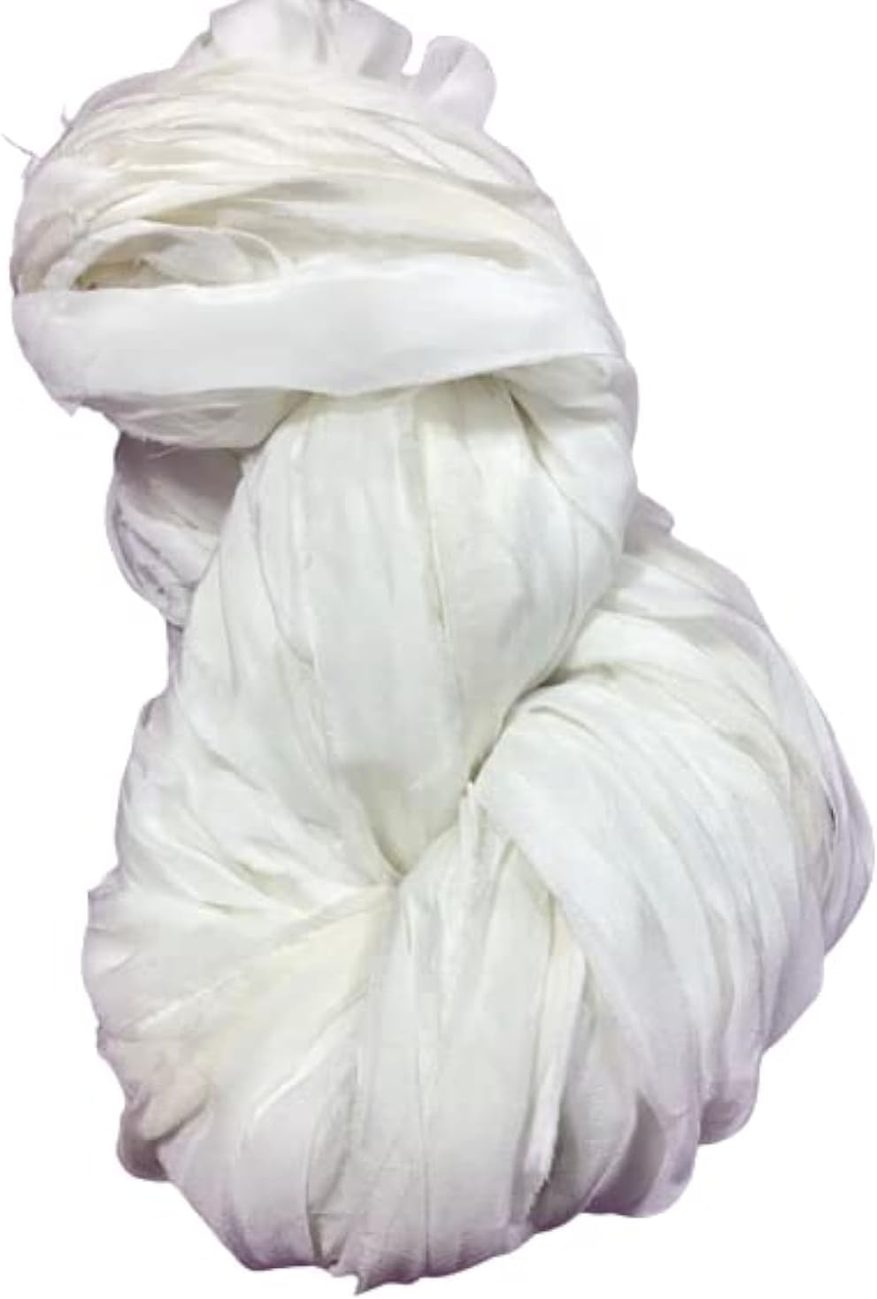 Knitsilk Super Bulky Hand-Dyed Chiffon Sari Silk Ribbon Yarn – White(27 Yards / 100g)