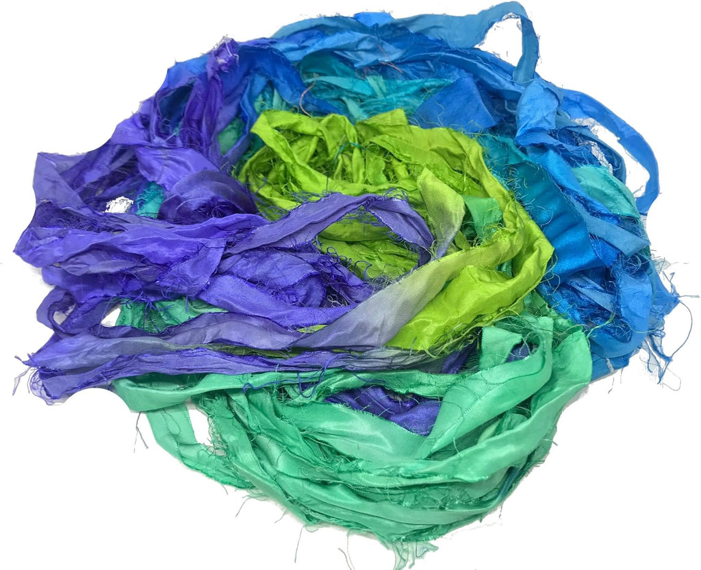 Knitsilk Super Bulky Hand-Dyed Chiffon Sari Silk Ribbon Yarn –Chrysanthemum (27 Yards / 100g)