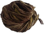 Knitsilk Recycled Sari Silk Ribbon Yarn – Super Bulky | Olive | Crochet, Knitting, Embroidery & Jewelry Making | 100g / 30 Yards