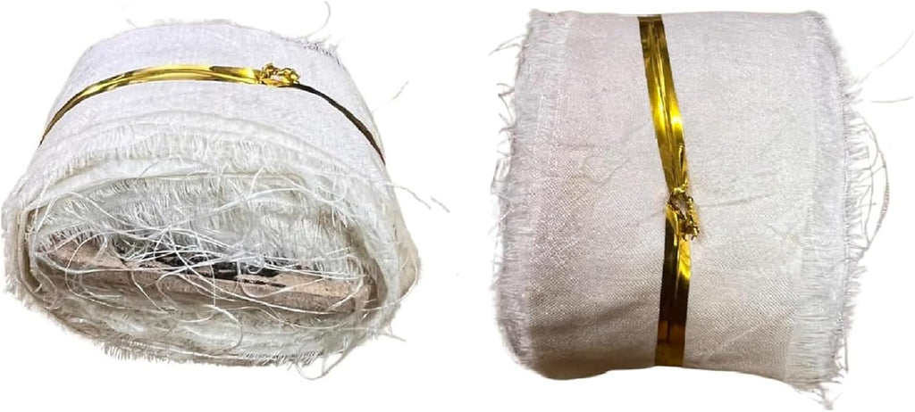 Knitsilk Recycled Mulberry Sari Silk Ribbon Yarn – Natural Undyed, 10 × 1 Yard Strips (50 g)
