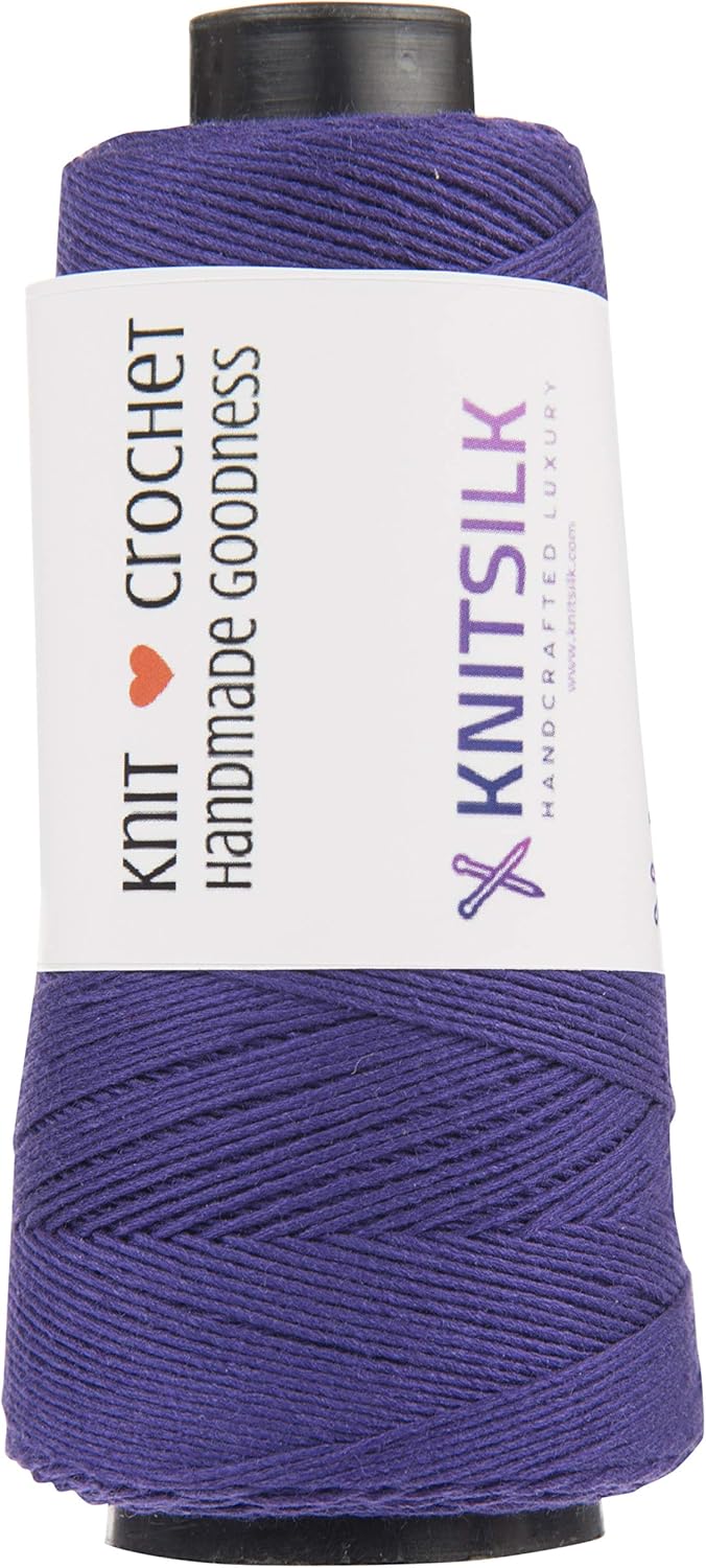 Knitsilk Silk Viscose Blend Yarn Cones – Purple | 8 Ply | 160 Yards Per Cone | Pack of 1 | Soft Craft Yarn for Knitting, Crochet, Jewelry & DIY Projects