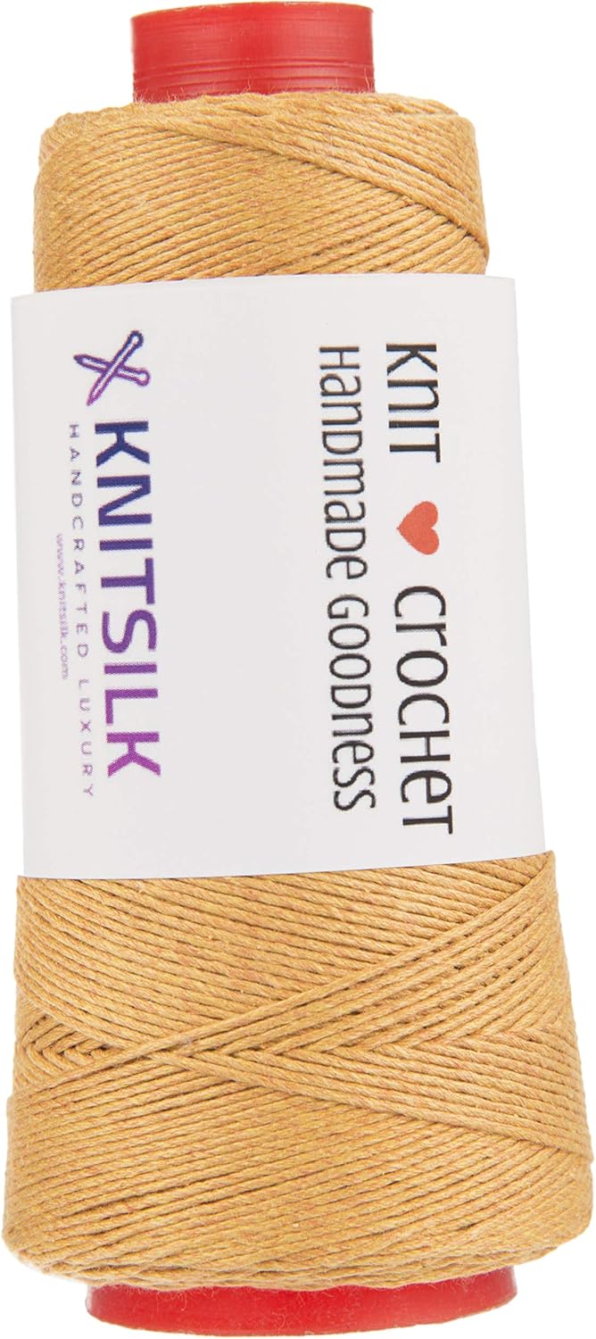 Knitsilk Silk Viscose Blend Yarn Cones – Gold  | 8 Ply | 160 Yards Per Cone | Pack of 1 | Soft Craft Yarn for Knitting, Crochet, Jewelry & DIY Projects