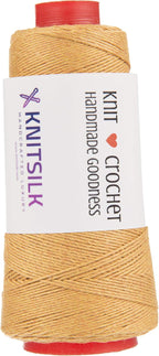Knitsilk Silk Viscose Blend Yarn Cones – Gold  | 8 Ply | 160 Yards Per Cone | Pack of 1 | Soft Craft Yarn for Knitting, Crochet, Jewelry & DIY Projects