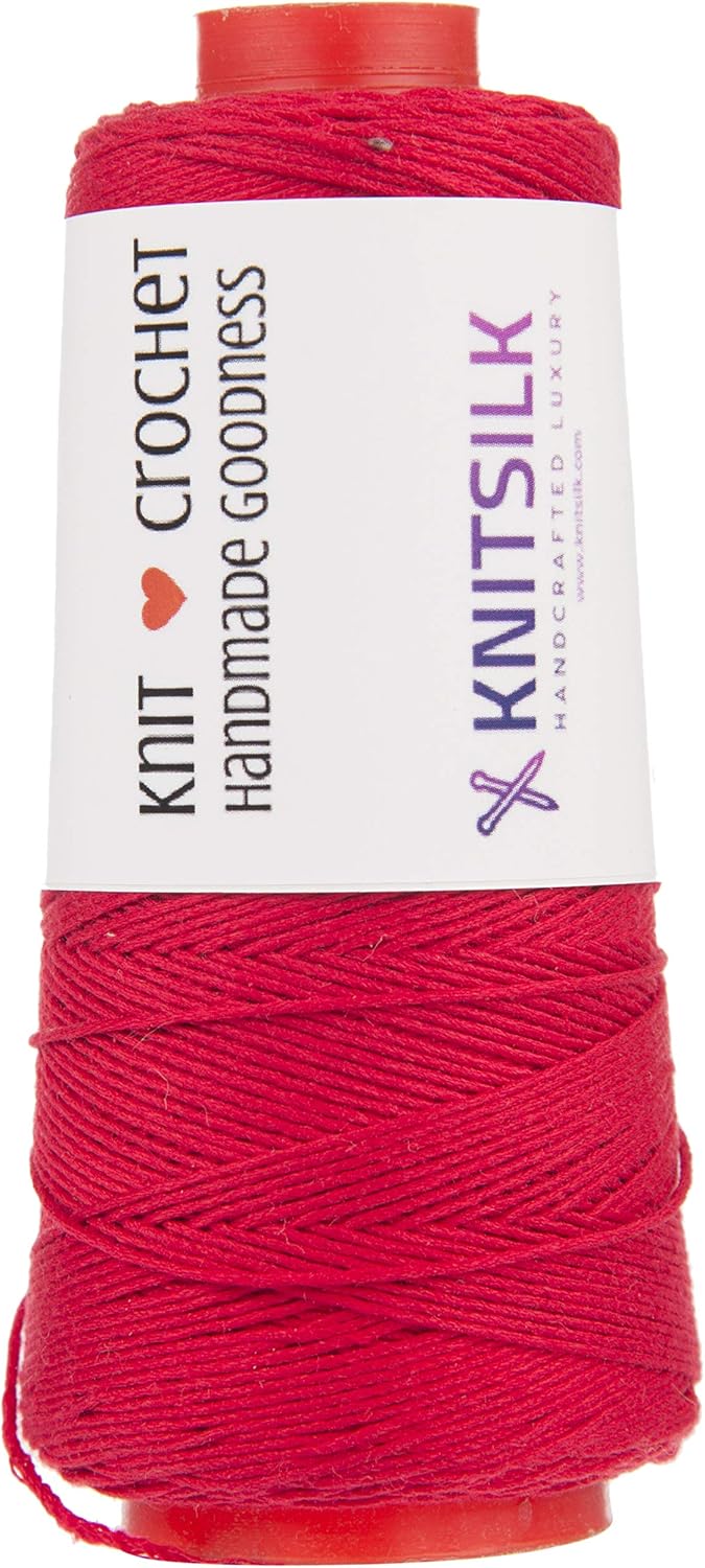 Knitsilk Silk Viscose Blend Yarn Cones – Red | 8 Ply | 160 Yards Per Cone | Pack of 1 | Soft Craft Yarn for Knitting, Crochet, Jewelry & DIY Projects