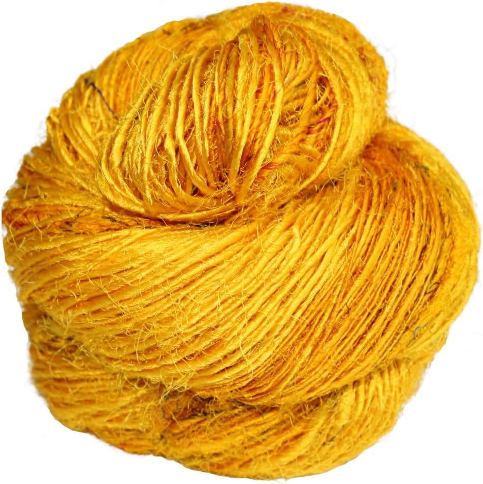 Knitsilk Premium Recycled Sari Silk Worsted Yarn - Black | 150+ Yards, 100gm
